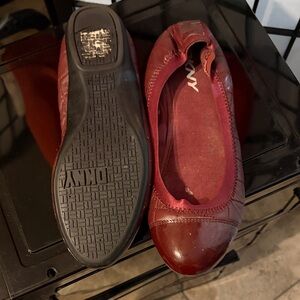 DKNY Burgundy Leather Ballet Flats